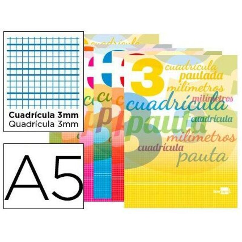 

Libreta pautaguia tapa cartoncillo 32 hojas din a5 70 g cuadriculado pautado 3 mm con margen (pack de 10 uds.) - Liderpapel