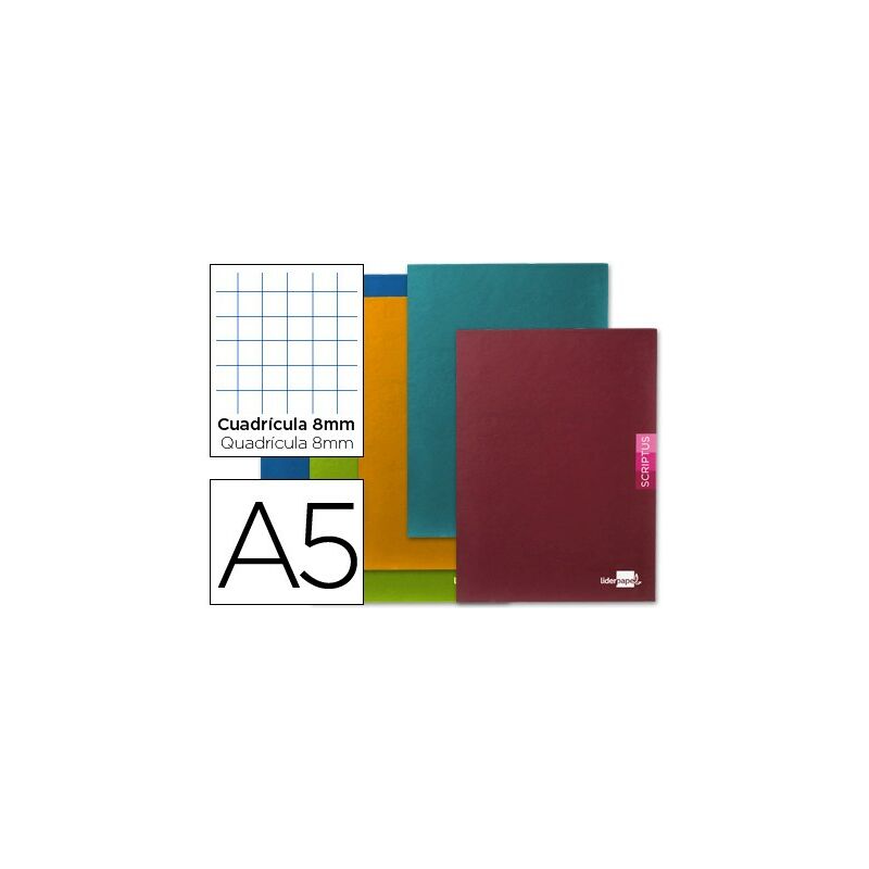 

Liderpapel - Libreta scriptus a5 48 hojas 90g/m2 cuadro 8mm con margen (pack de 5 uds.)