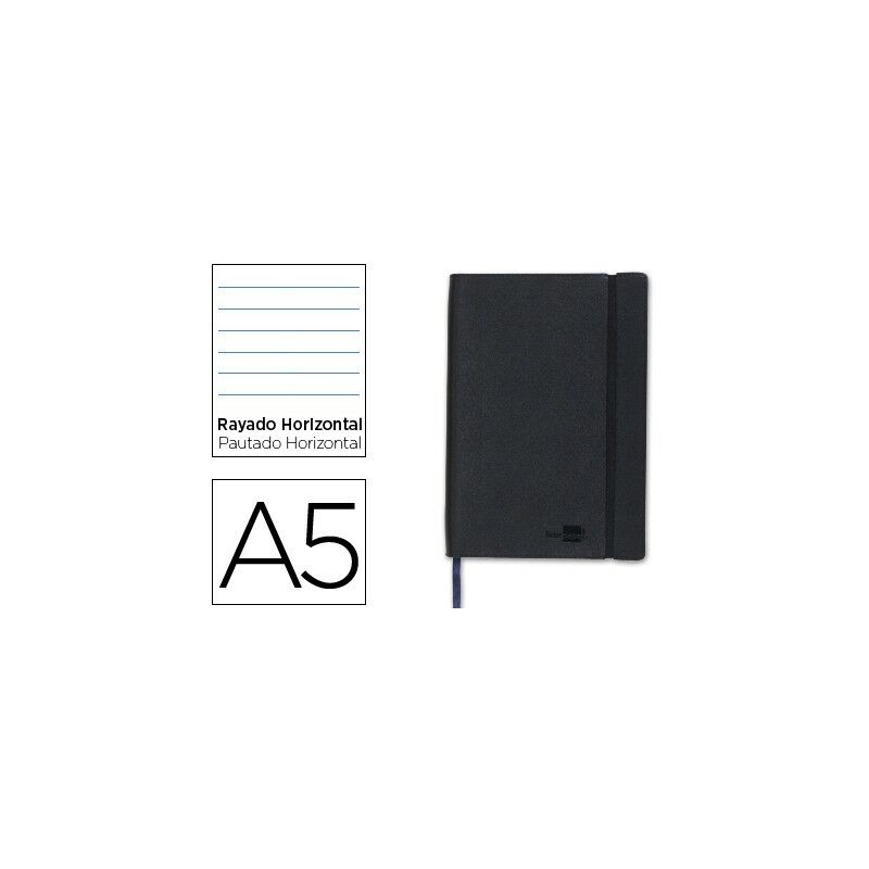 

Libreta simil piel a5 120 hojas 70g/m2 horizontal sin margen negro - Liderpapel