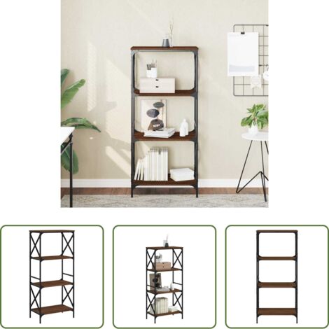 Libri -  Libreria 4 Ripiani Rovere Marrone 59x35x132cm Legno Multistrato