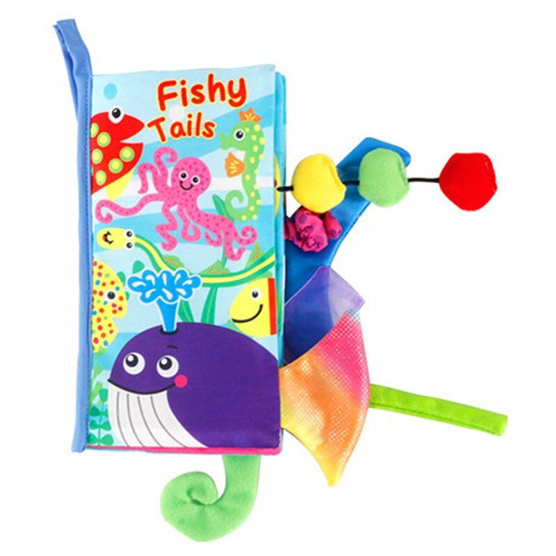 

Libro de tela de cola de bebe Animales del oceano Libros de tela suave arrugada Animales de aprendizaje Colores Touch & Feel Libro sensorial