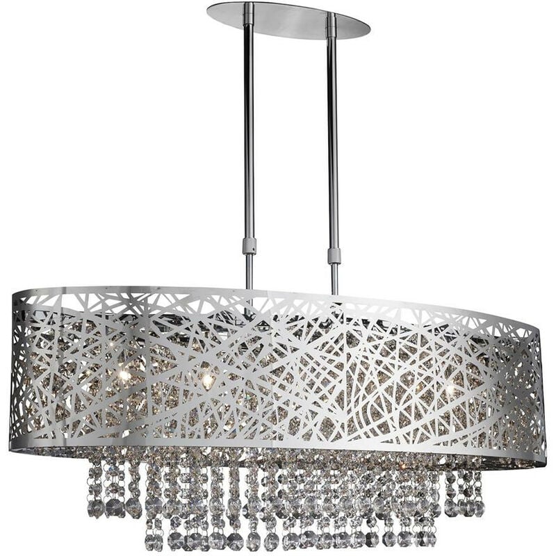 Searchlight Mica - 5 Light Adjustable Ceiling Pendant Bar Chrome with Crystals, G9