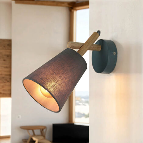 Licht-Erlebnisse Wandleuchte VAIO in Grau Holz 1xE27