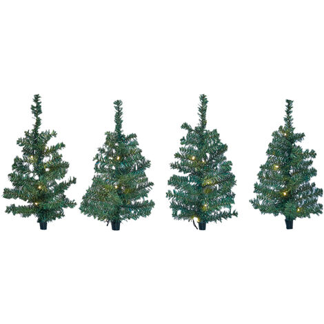 Lichterbäumchen Gartenstecker 50 cm - 4er Set / 40 LED - Weihnachts Deko Garten Beleuchtung - Künstliche Tannenbäume beleuchtet LED Tanne Weihnachtsbaum Stecker für draußen