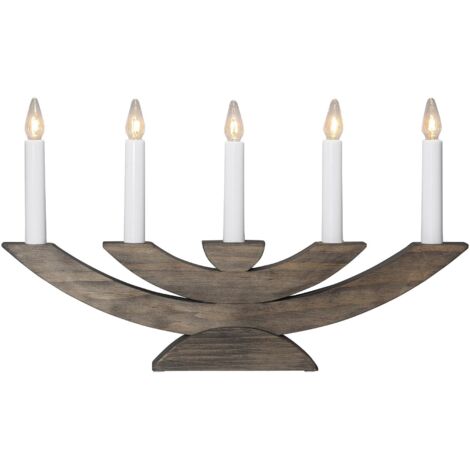 Lichterbogen -Navida', gebeiztes Kiefernholz, 5-Flammig, E10 Leuchtmittel, braun, H 24cm, B 42cm