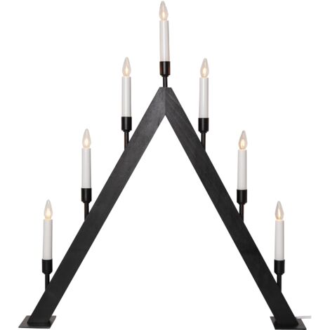 Lichterbogen ,Vind', 7-flammig, Holz, schwarz gebeizt
