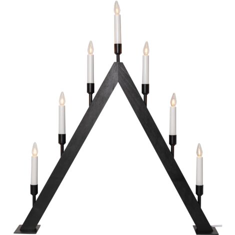 Lichterbogen ,Vind', 7-flammig, Holz, schwarz gebeizt