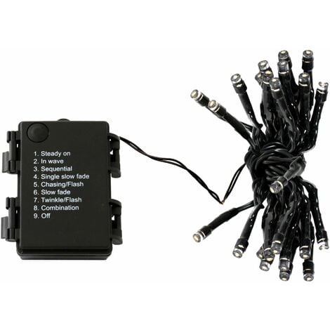 X-MAS ART COLLECTION Lichterkette 24 LED mit Timer 8 Funktionen innen/außen batteriebetrieben - Schwarz