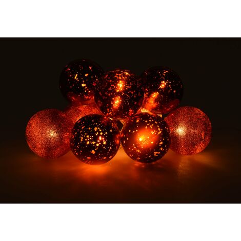 Lichterkette aus Christbaumkugeln - 230 cm - 10 LED Baumkugeln in rot - Weihnachts Deko Beleuchtung Tannenbaum Kugeln