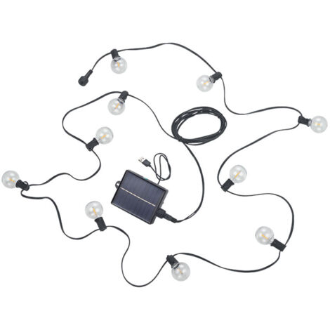 Lichterkette Außenlampe Solarleuchte 10x Glühbirne Fernbedienung LED L 57 cm