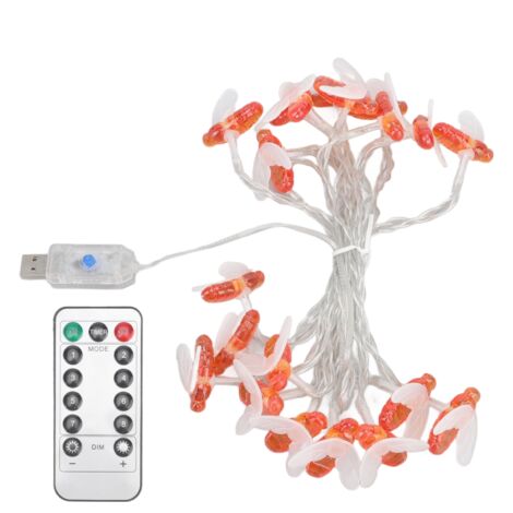 Lichterkette „Biene“, 20 warmweiße LEDs, USB-betrieben, wasserdicht, für Garten- und Balkondekoration