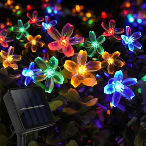 Lichterkette für draußen, 12 m, 100 LEDs, Solar-Lichterkette für draußen, 8 Modi, IP65, wasserdicht, für Garten, Terrasse, Weihnachtsbaum, Hochzeit, Party (mehrfarbig)
