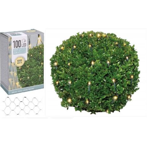 MULTISTORE 2002 Lichterkette Lichternetz 100 LED warmweiß für Buxbaumbeleuchtung in Kugelform