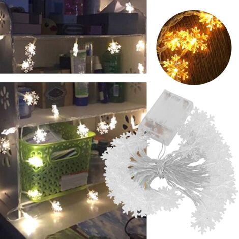 Lichterkette mit Schneeflocken, 50 LEDs, Weihnachtsdekoration für drinnen und draußen