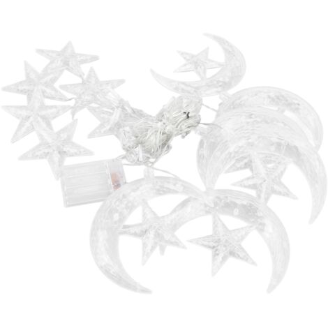 Lichterkette mit Sternen und Monden, 3,3 m, 126 LEDs, für Ramadan, Hochzeiten, Partys, Garten und Terrasse