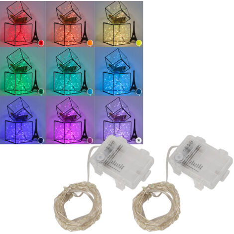 [Lichterkette] Wasserdichte LED-Lichterkette mit 16 Farben, Fernbedienung, 2 x 5 m, 50 LEDs für drinnen und draußen (Weihnachten)