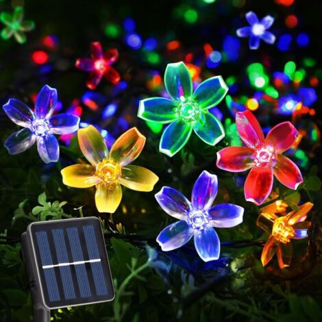 Lichterketten für den Außenbereich, 12 m, 100 LEDs, 8 Modi, Solar-Kirschblüten-Lichterketten für Hochzeiten im Freien, Garten, Terrasse, Hof, Weihnachtsbaumdekoration