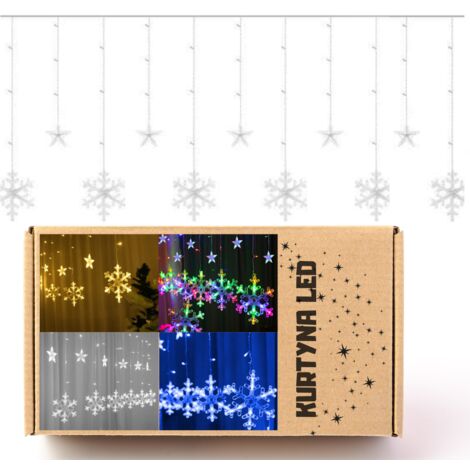 Lichterketten schneeflocken sterne weihnachtsbeleuchtung vorhang 138led