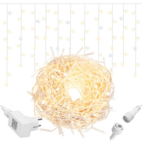 Lichtervorhang mit 500 LEDs 22,5 m Warmweißes Licht Stromversorgung
