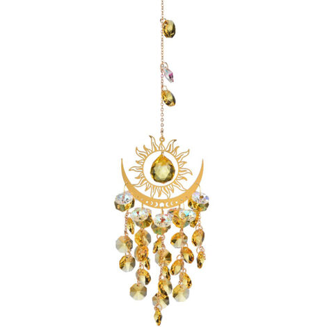 [Lichtfangendes Kristall-Windspiel] GOLDGELB 38 cm/84 g für Garten und Hof