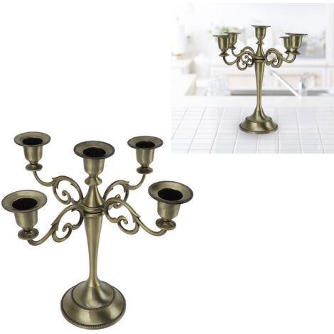 [Lichthalter] Dekorativer antiker Kerzenhalter aus Metall, 5-armig, türkis, Tischdekoration, Dekoration für Zuhause, Kirche, Veranstaltungen