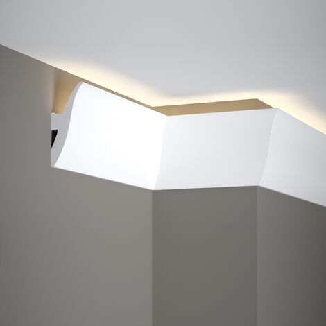 Lichtleiste "QL009" (Mardom Decor) - Stuckleiste für indirekte Beleuchtung (aus hochfestem Polyurethan) inkl. Reflexionsklebeband