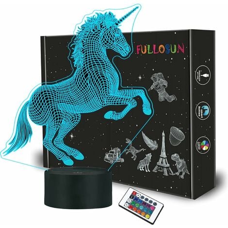 Veilleuse cheval 3D pour fille, lampe de table USB proxy 7, veilleuse LED,  cadeau d'anniversaire, décoration de chambre de bébé et d'enfant, cadeaux