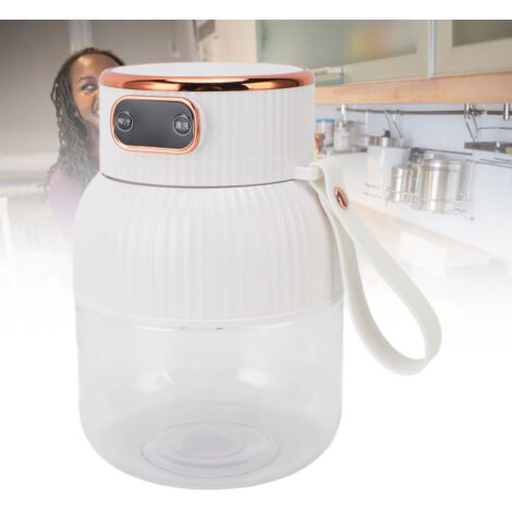 Licuadora portátil multifuncional, extractor de jugo eléctrico, gran capacidad de 600 ml, color blanco, ideal para familias y reuniones, vaso extraíble.
