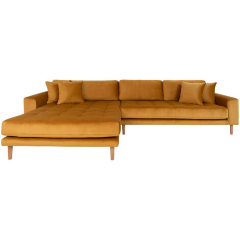 Lido Canapé, Chaise longue orientée à gauche, en velours, moutarde jaune.