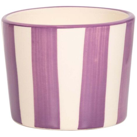 Lido Lot de 2 Tumbler Rayures Violettes en Céramique Artisanale, Verre Décoré à la Main Forme Coupe à Glace, Made in Italy, Collection Rayures