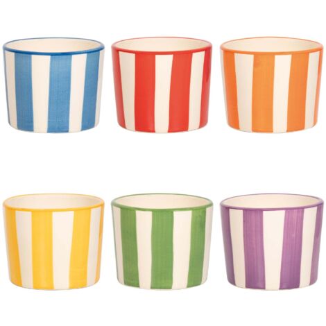 Lido Lot de 2 Verres Tumbler en Céramique Rayures Artisanales de Civita Castellana, Design Polyvalent pour Boissons, Couleurs Assorties Élégantes