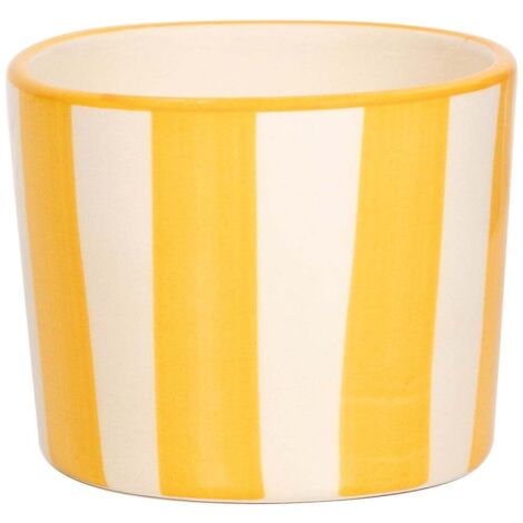 Lido Set 2 Verres Tumbler Rayures Jaunes : Artisanat d'Art de Civita Castellana, Design Élégant et Polyvalent pour Boissons ou Desserts, 2 Pièces
