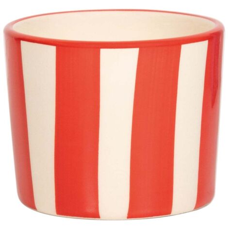 Lido Set de 2 Verres Rayures Tumbler en Céramique Artisanale Couleur Rouge - Design Civita Castellana pour Boissons et Desserts LIDO-RIGHE-ROSSO