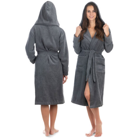 Liebenstein Bademantel Damen Größe M Premium Bademantel aus Baumwolle Anthrazit