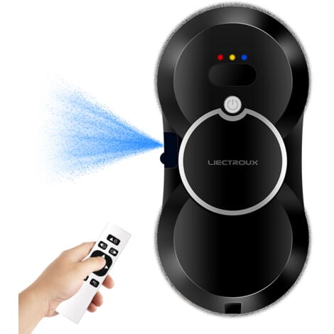 Liectroux HCR-10 Robot limpiacristales, Pulverizador de agua ultrasónico, Enrutamiento AI, Motor sin escobillas, Tanque de agua de 30 ml, Negro, 5 AÑOS DE GARANTÍA