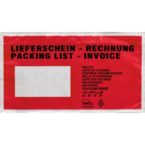 Lieferschein / Rechnung 8970 Versandtasche 225 x 122 mm 1000 Stück