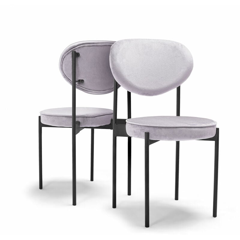 Frankystar - Liege Classic - Paire de 2 chaises design en velours gris