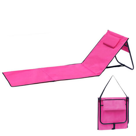 Liegematte faltbar mit verstellbarer Rückenlehne - pink - Strandliege 152 x 51 cm faltbar mit Tragegurt
