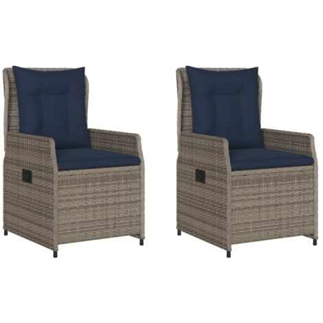 Liegende Gartenstühle 2 Stk. Grau Poly Rattan vidaXL