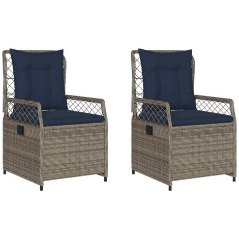 Liegende Gartenstühle 2 Stk. Grau Poly Rattan vidaXL