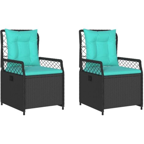 Liegende Gartenstühle 2 Stk. Schwarz Poly Rattan vidaXL