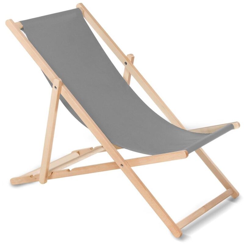 Greenblue Relaxliege Aus Grauem Holz, Bequem Für Den Garten