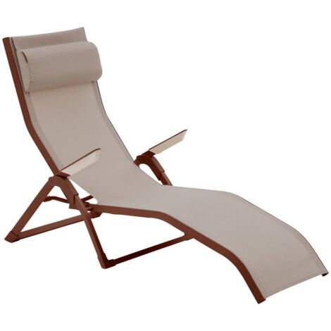 Liegestuhl Decima beige Leinen Mahagoni - Hespéride