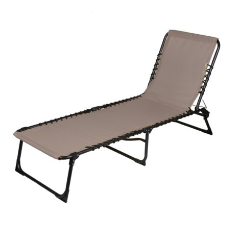 Liegestuhl / Sonnenliege in Taupefarben 187x85x56 cm