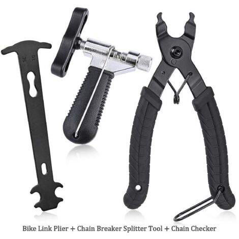 Lien De Vélo Pince+Outil Dérive Chaîne+Chain Checker Chain Wear Indicator Tool Opener Closer Remover Pince Outil Dérive Chaîne Ensemble d'outils de vélo Lot de 3