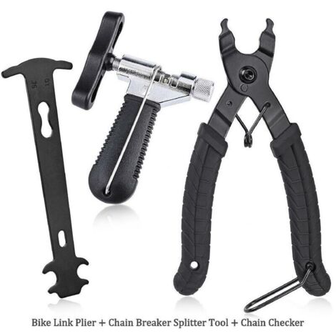 Lien De Vélo Pince+Outil Dérive Chaîne+Chain Checker Chain Wear Indicator Tool Opener Closer Remover Pince Outil Dérive Chaîne Ensemble d'outils de vélo Lot de 3