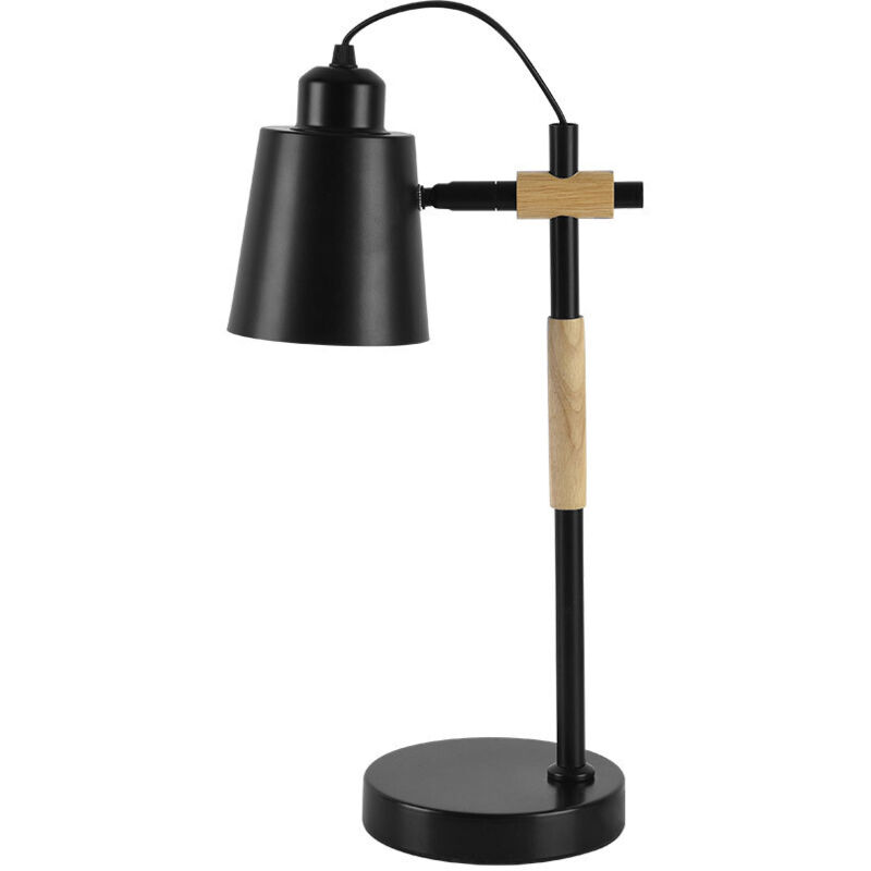 Liena lampe de bureau articulée 1xe27 noir/hêtre réglable 40x14x20cm