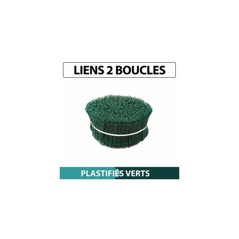 Cloture&jardin - Liens 2 boucles Plastifiés Vert - Botte de 1000 Liens - 12cm - Vert (ral 6005)