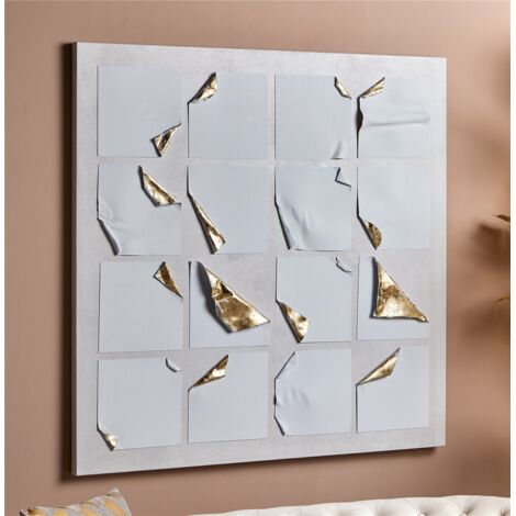 Lienzo Abstr. Laminas  Oro Semidespeg. 100X100 Cms. 100X3X100 Cms