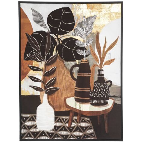 Lienzo enmarcado Planta - madera - 58x78 cm - Atmosphera créateur d'intérieur